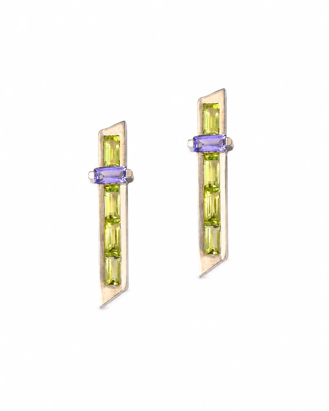 Peridot Amethyst Bar Earrings